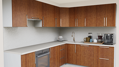 Кухня угловая Орех светлый O 722 PR